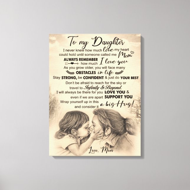 Personalized To My Daughter, Love From Mom Blanket Canvas Print (Front)