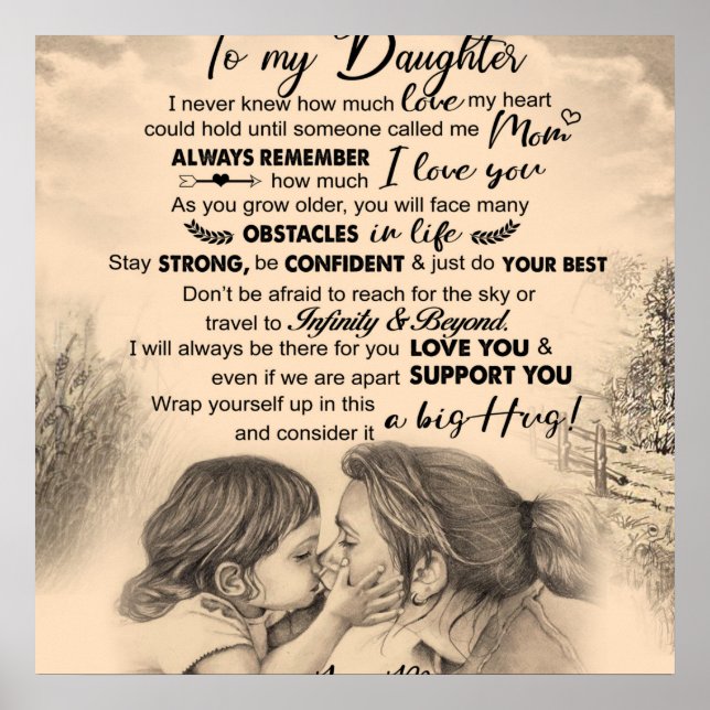 Personalized To My Daughter, Love From Mom Blanket Poster (Front)