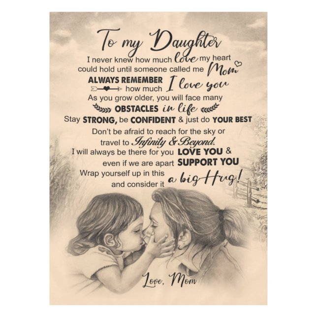 Personalized To My Daughter, Love From Mom Blanket Tablecloth (Front)