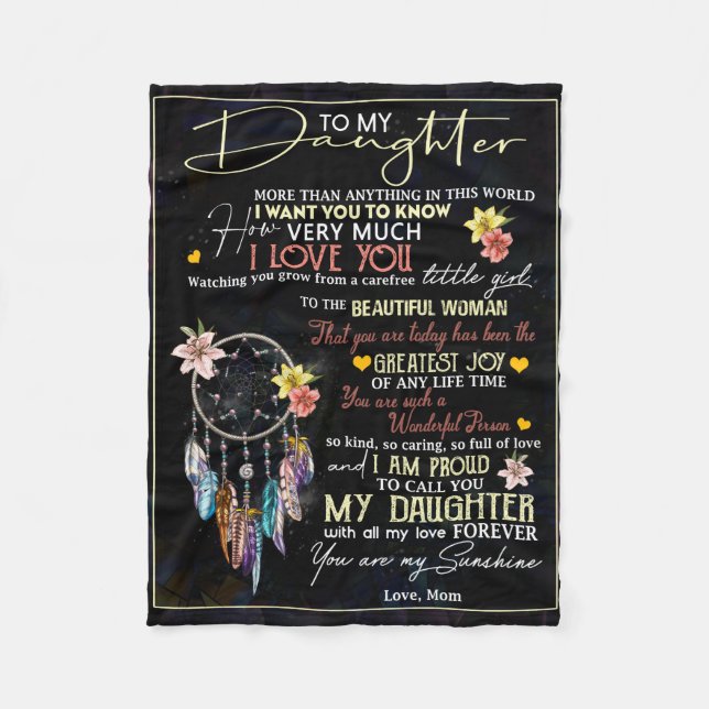 Personalized To My Daughter, Love From Mom Dreamme Fleece Blanket (Front)