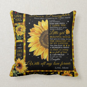 Personalized To My Daughter, Love From Mom Sunflow Throw Pillow