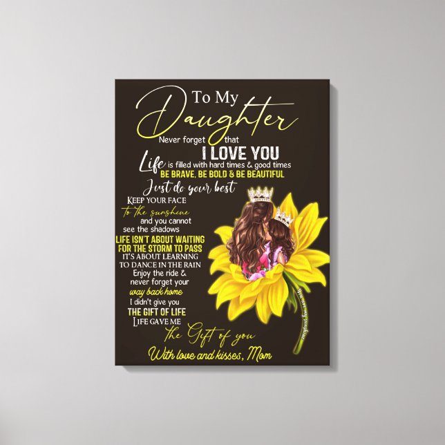 Personalized To My Daughter Love From Mom Sunflowe Canvas Print (Front)