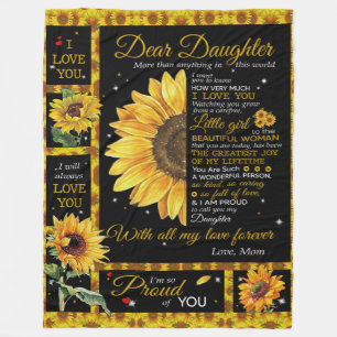 Personalized To My Daughter Love From Mom Sunflowe Fleece Blanket