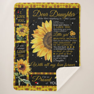 Personalized To My Daughter Love From Mom Sunflowe Sherpa Blanket