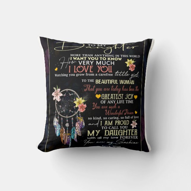 Personalized To My Daughter Love From Mom Throw Pillow (Front)
