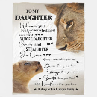Personalized To My Daughter Straighten Your Crown Fleece Blanket