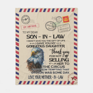 Personalized To My Dear Son-In-Law Letter From Mom Fleece Blanket