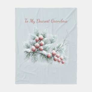 Personalized To My Dearest Grandma Frosted Winter Fleece Blanket