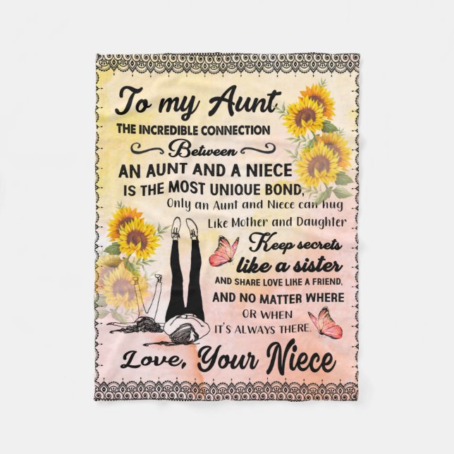 Personalized To My Gorgeous Aunt Sunflower Blanket (Front)