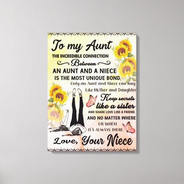 Personalized To My Gorgeous Aunt Sunflower Blanket Canvas Print (Front)