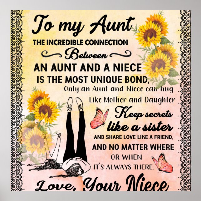 Personalized To My Gorgeous Aunt Sunflower Blanket Poster (Front)