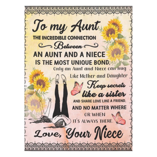 Personalized To My Gorgeous Aunt Sunflower Blanket Tablecloth (Front)