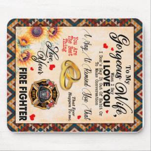 Personalized To My Gorgeous Wife Sunflower Blanket Mouse Pad