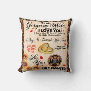 Personalized To My Gorgeous Wife Sunflower Blanket Throw Pillow