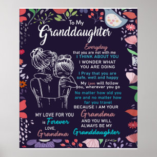 Personalized To My Granddaughter Blanket Poster