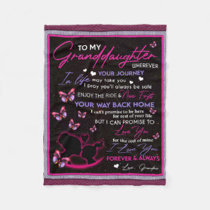 Personalized To My Granddaughter Butterfly Fleece Blanket