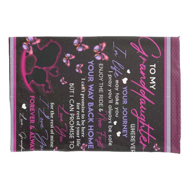 Personalized To My Granddaughter Butterfly Fleece Pillowcase (Front)