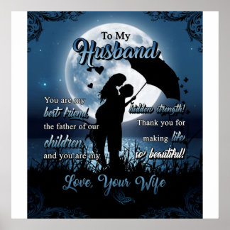 Personalized To My Husband, Couple Under Moon Poster