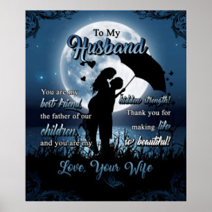 Personalized To My Husband Couple Under Moon Poster