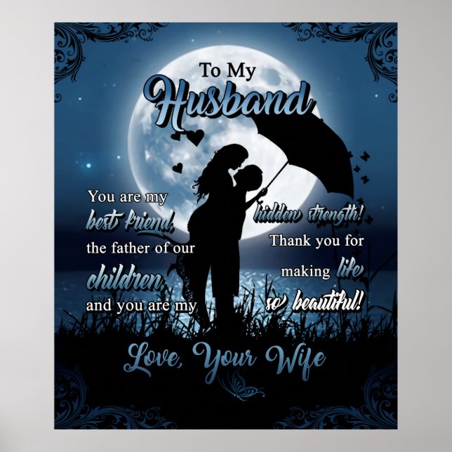 Personalized To My Husband Couple Under Moon Poster (Front)