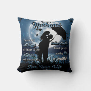 Personalized To My Husband Couple Under Moon Throw Pillow