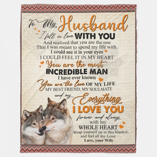 Personalized To My Husband From Wife Poster, Fleece Blanket (Front)