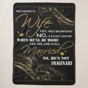 Personalized To My Mechanic's Wife, Married Blanke Sherpa Blanket