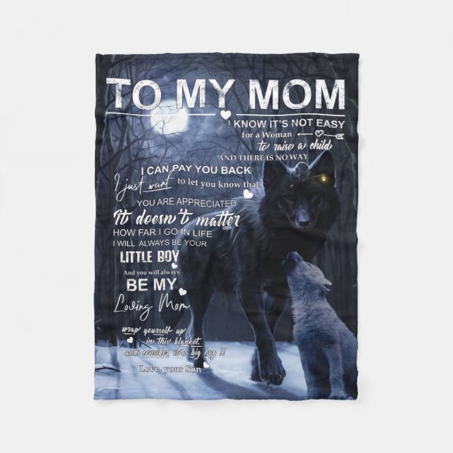 Personalized To My Mom From Son, Fleece Blanket (Front)