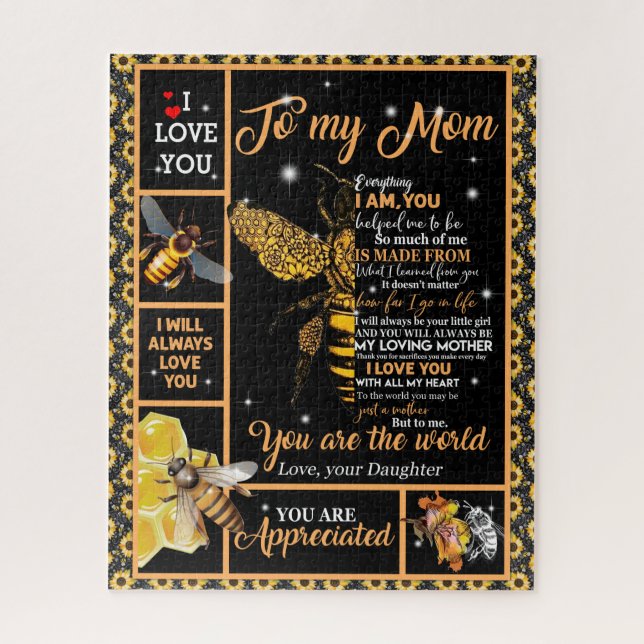 Personalized To My Mom Love From Daughter Bee Jigsaw Puzzle (Vertical)