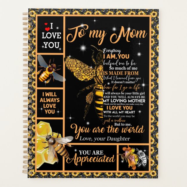 Personalized To My Mom Love From Daughter Bee Planner (Front)