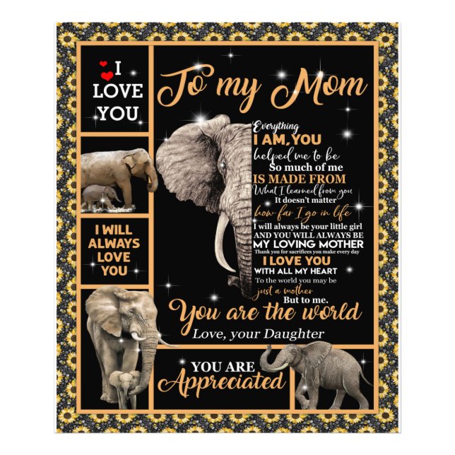 Personalized To My Mom Love From Daughter Elephant Photo Print (Front)