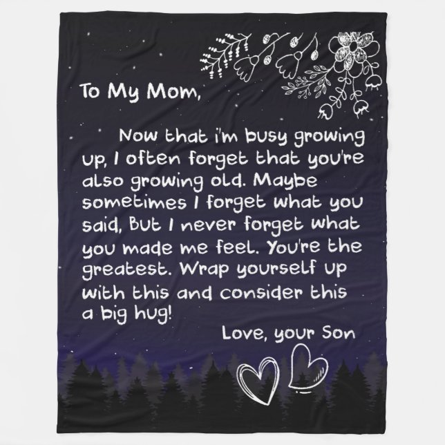Personalized To My Mom Love Letter From Son Fleece Blanket (Front)