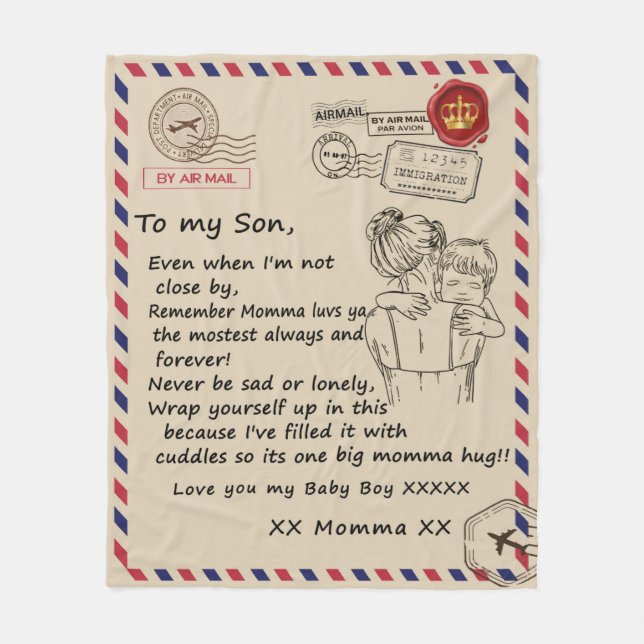 Personalized To My Son, Letter From Mom Blanket (Front)