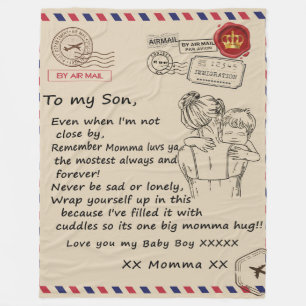 Personalized To My Son, Letter From Mom Blanket, Fleece Blanket