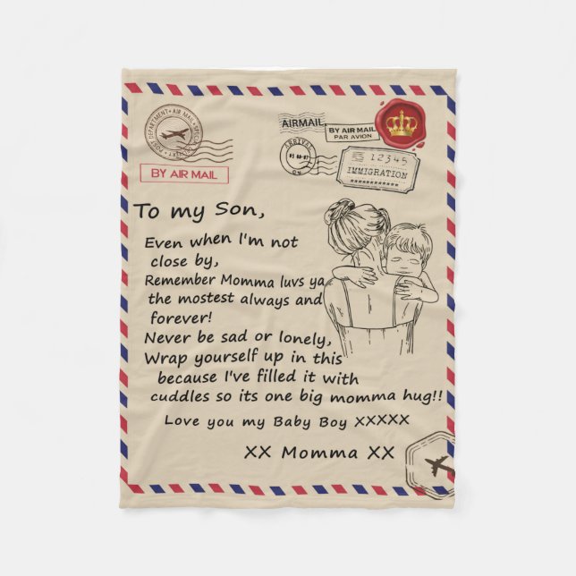 Personalized To My Son, Letter From Mom Blanket, Fleece Blanket (Front)