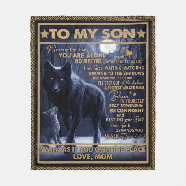 Personalized To My Son, Letter From Mom Fleece Blanket (Front)