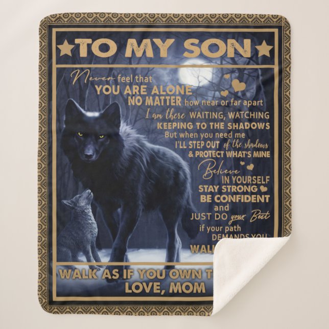 Personalized To My Son, Son Birthday Gift Sherpa Blanket (Front)
