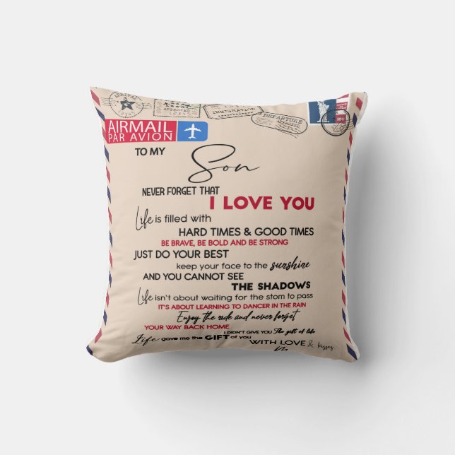 Personalized To My Son, Son Birthday Gift Throw Pillow (Front)