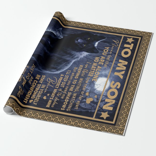 Personalized To My Son, Son Birthday Gift Wrapping Paper (Unrolled)