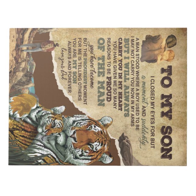 Personalized To My Son Tiger, Love Letter From Dad Notepad (Front)