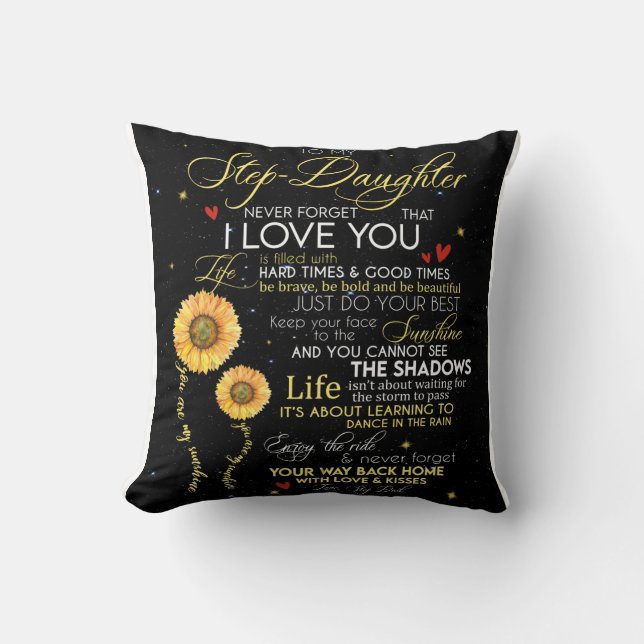 Personalized To My Step-Daughter Blanket Throw Pillow (Front)