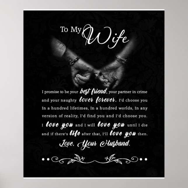 Personalized To My Wife Blanket Poster (Front)