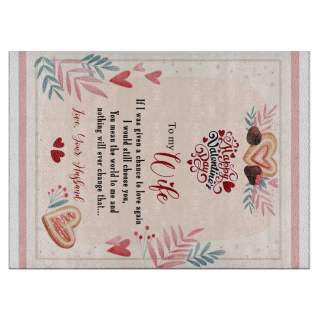 Personalized To My Wife Happy Valentine Day Cutting Board (Front)