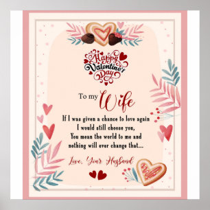 Personalized To My Wife Happy Valentine Day Poster