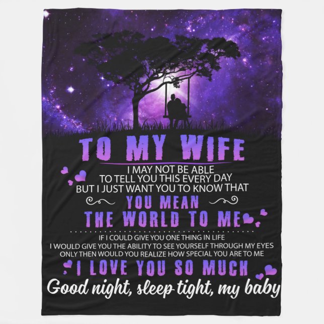 Personalized To My Wife, Letter From Husband Blank Fleece Blanket (Front)