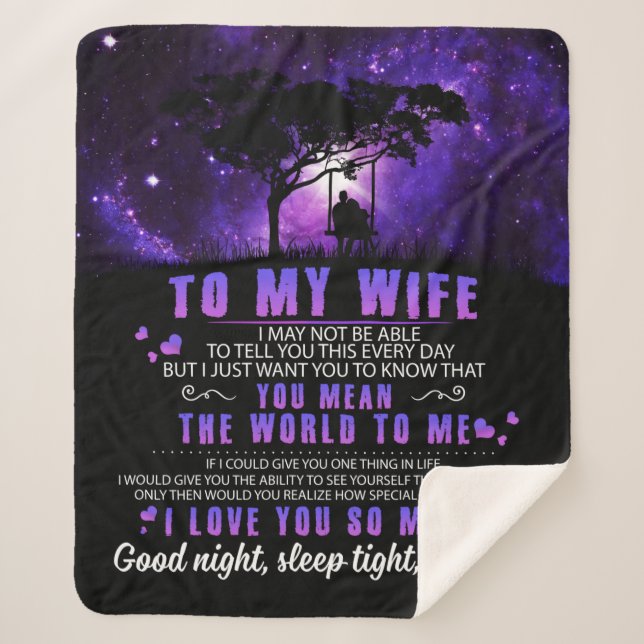 Personalized To My Wife, Letter From Husband Blank Sherpa Blanket (Front)