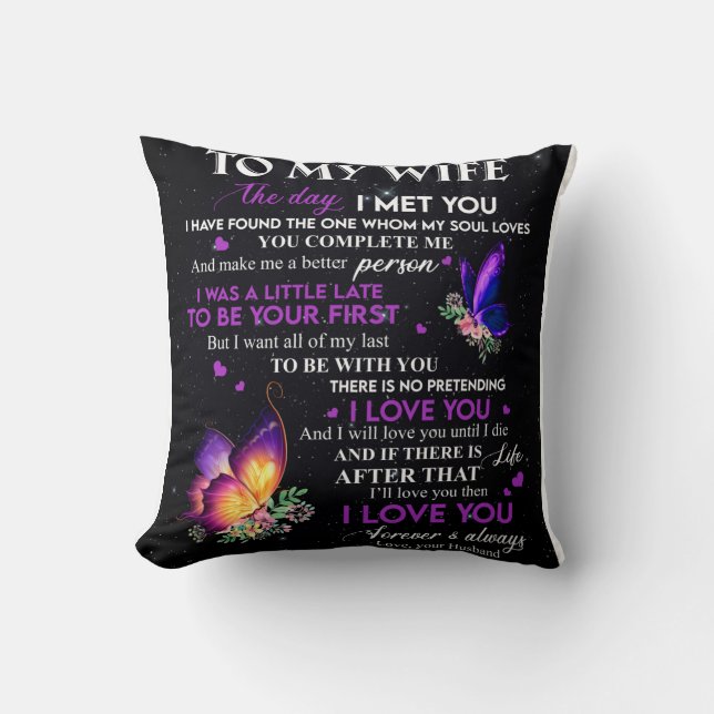 Personalized To My Wife Love From Husband Throw Pillow (Front)
