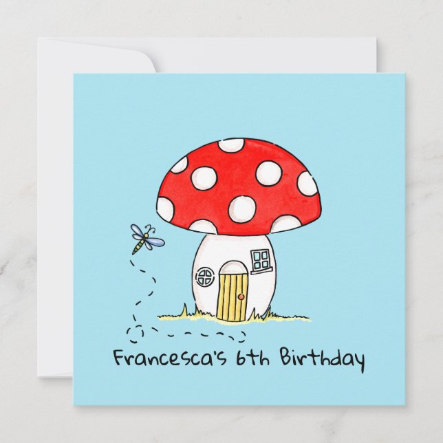 Personalized Toadstool & Dragonfly Invitation (Front)