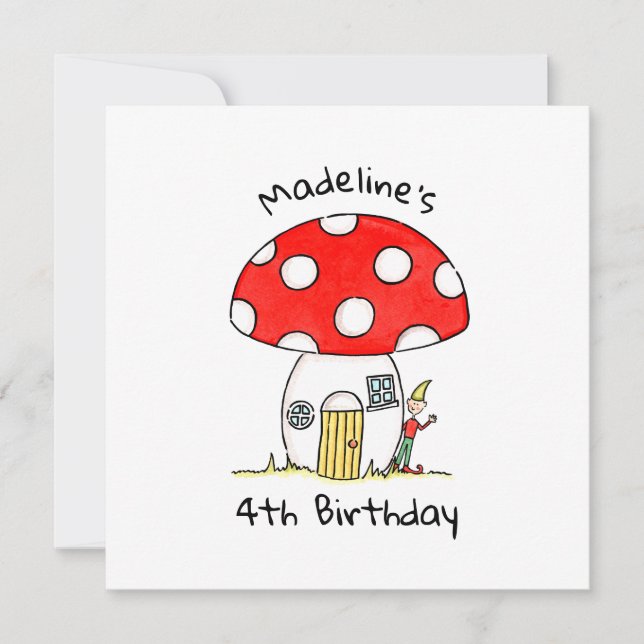 Personalized Toadstool & Elf Invitation (Front)