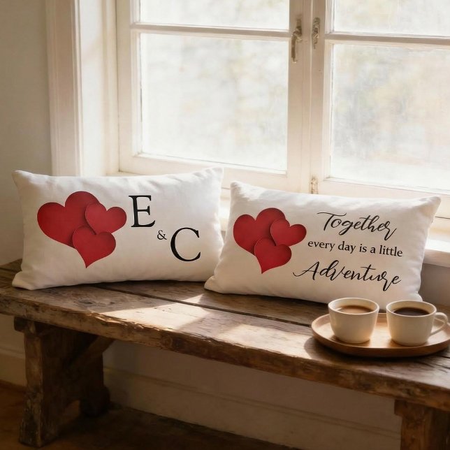 Personalized Together Every Day Adventure Monogram Lumbar Pillow (Creator Uploaded)